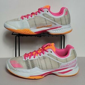 Babolat Jet Team All Court Tennis Shoes White Pink Orange 31S17651 Women Sz 6.5